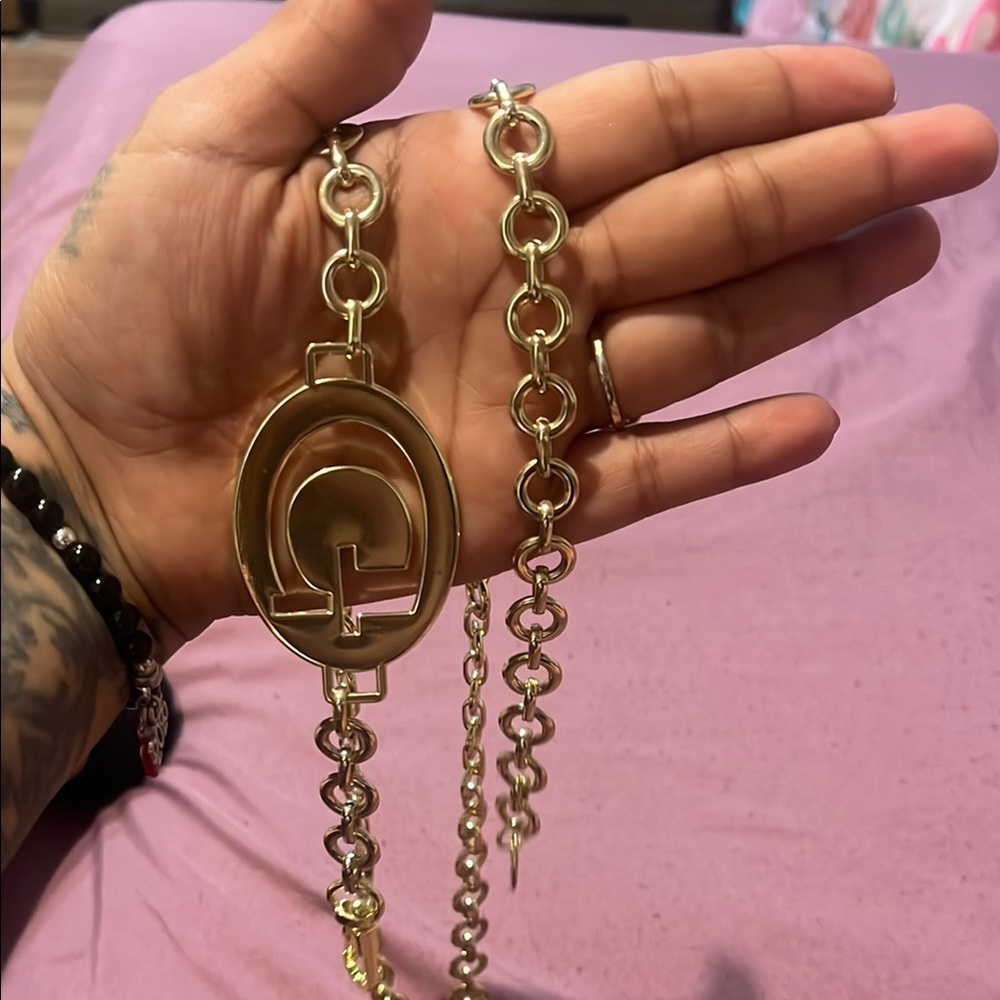 Gold Chain Belt with Logo